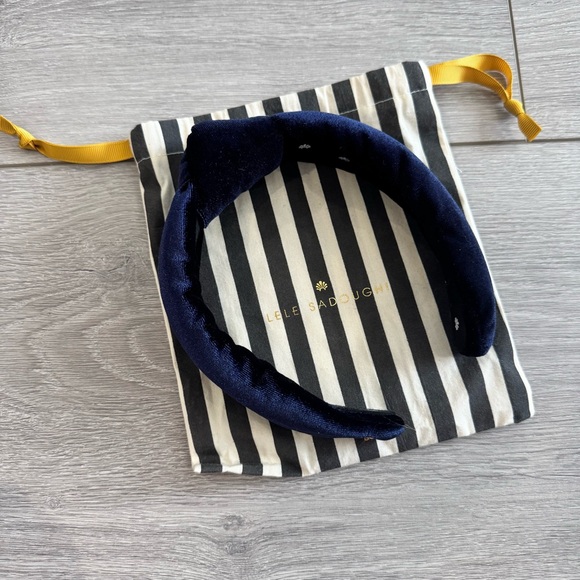 Lele Sadoughi Navy Velvet Headband - Picture 1 of 3
